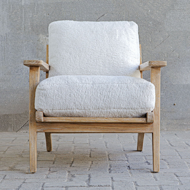 Laid - Back Sheepskin Accent Chair - White