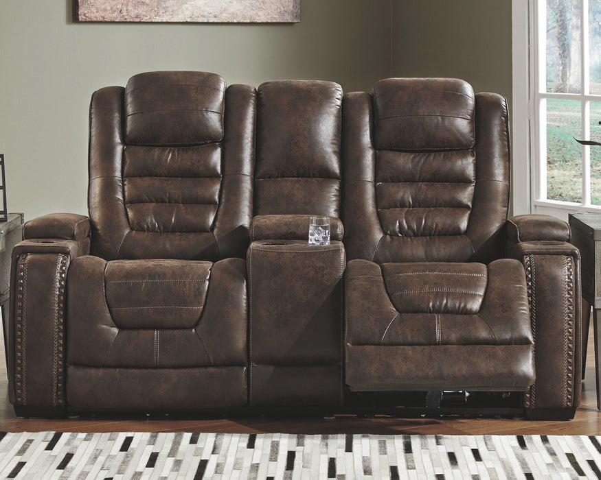 Game Zone - PWR REC Loveseat/Con/Adj HDRST - Bark