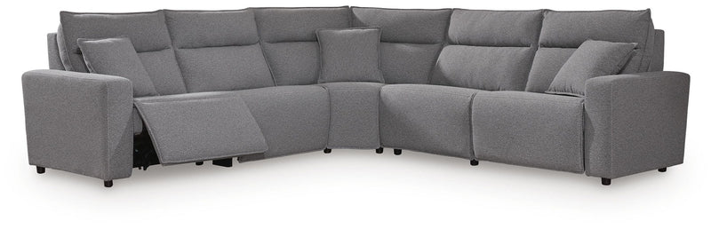 Modmax II - 5-Piece Power Reclining Sectional - Salt And Pepper - Next-Gen Nuvella