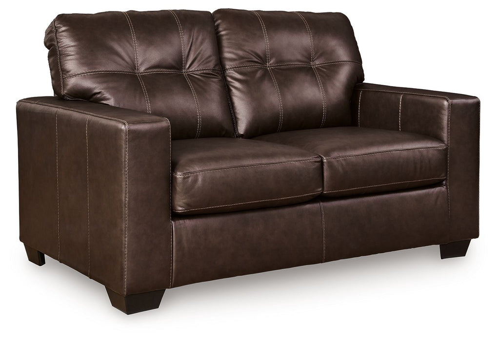 Santorine - Loveseat - Leather Match - Dark Brown