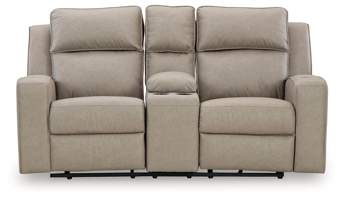 Lavenhorne - Dbl Reclining Loveseat W/Console - Faux Leather - Pebble