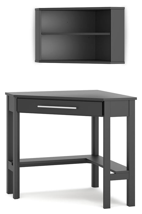 Otaska Black Corner Desk, Bookcase