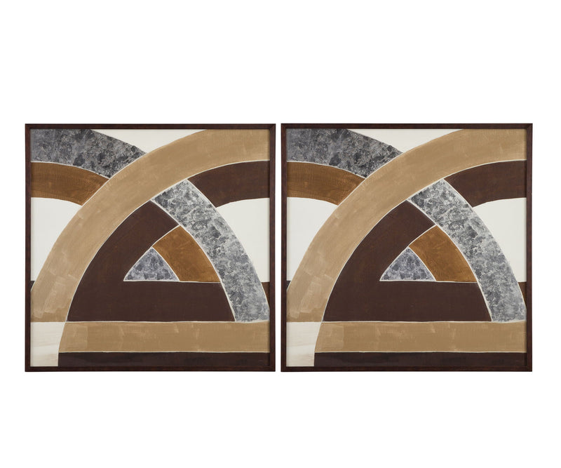 Neutral Geometry I Framed Print - Brown