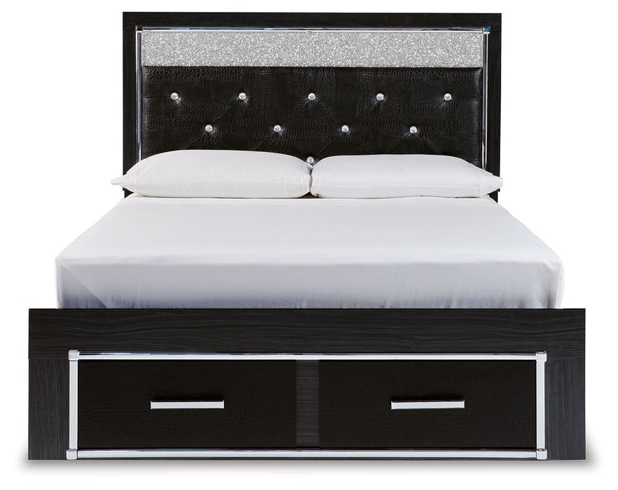 Kaydell Black Upholstered Glitter Panel Storage Bed