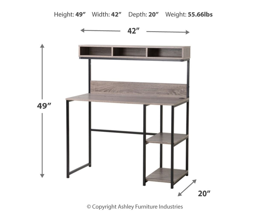 Daylicrew Grayish Brown / Gunmetal Home Office Desk And Hutch