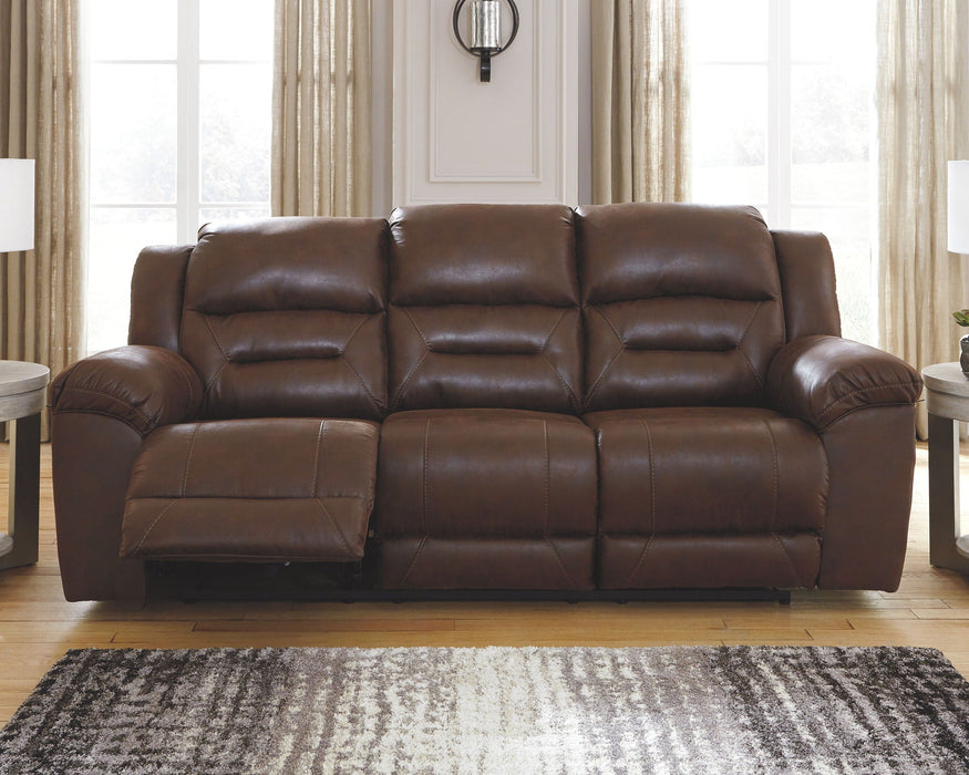 Stoneland - Reclining Sofa - Faux Leather - Chocolate