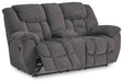 Foreside - Dbl Reclining Loveseat with Console - Charcoal