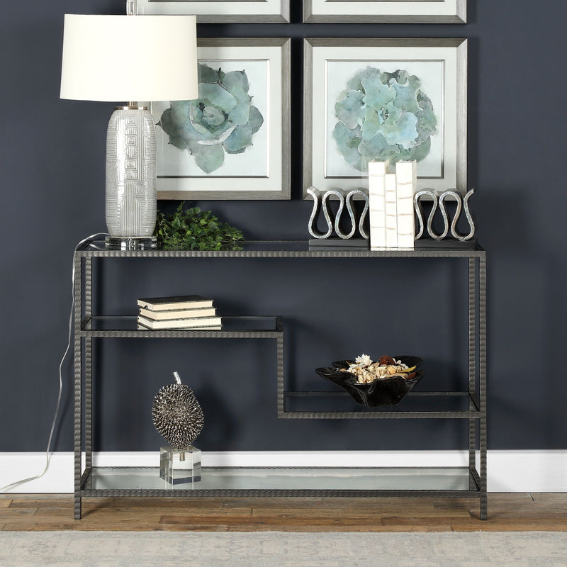 Leo - Industrial Console Table - Silver