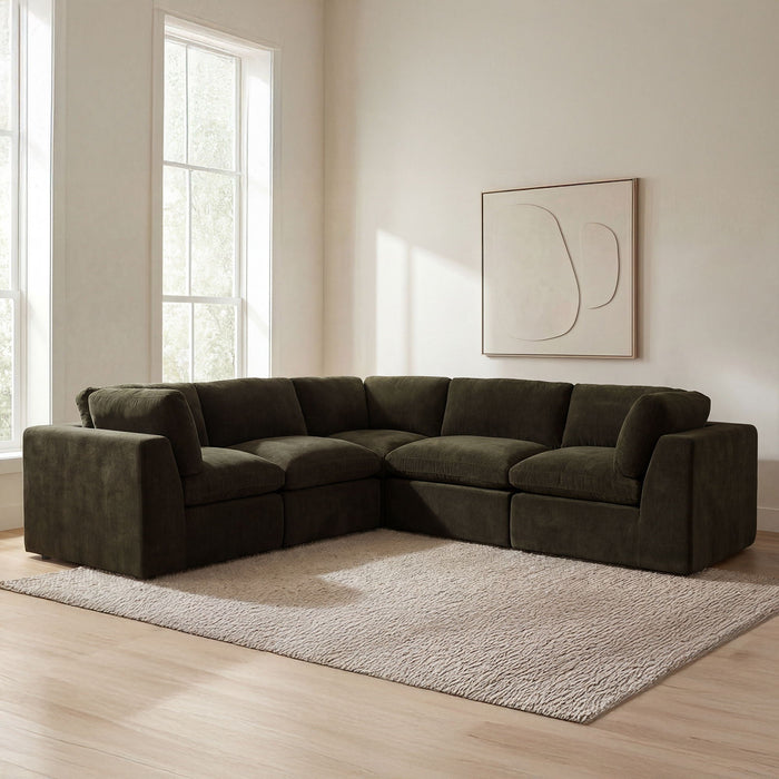 Cates - Classic L Modular Sectional - Dark Green