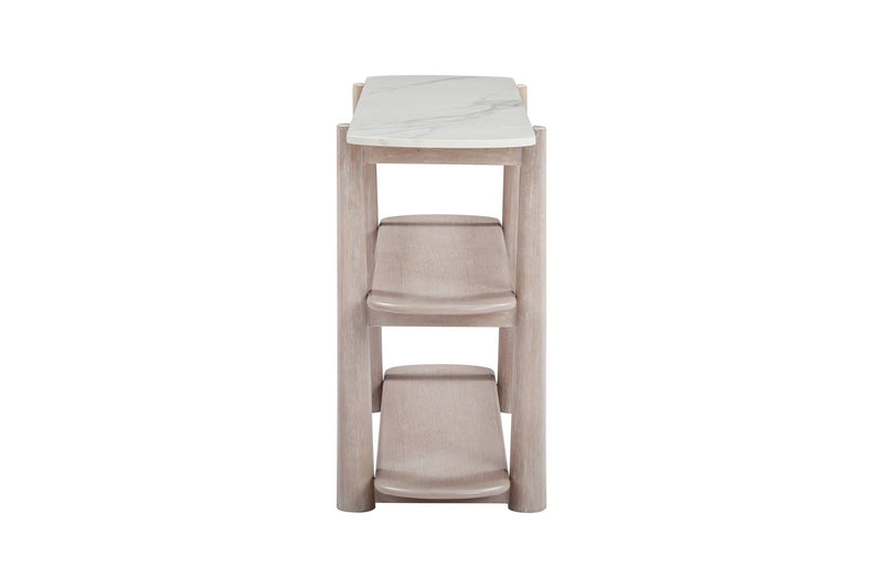 Horizons - Console Table - White Oak / White Marble