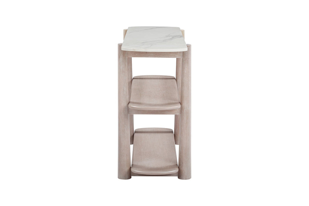 Horizons - Console Table - White Oak / White Marble
