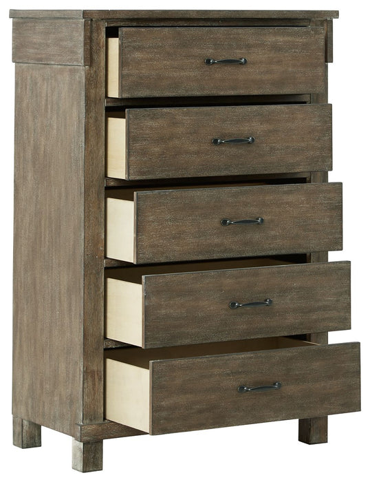 Shamryn Grayish Brown Five Drawer Chest