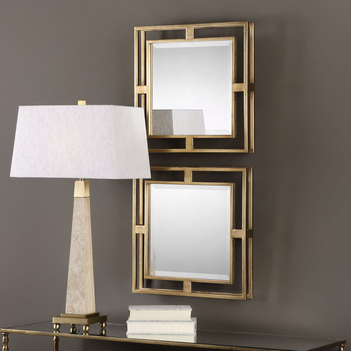 Allick Square Mirrors (Set of 2) Gold