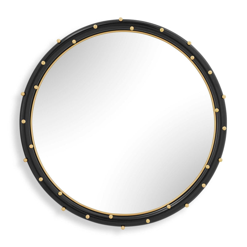 Helia - Round Mirror - Black / Brass