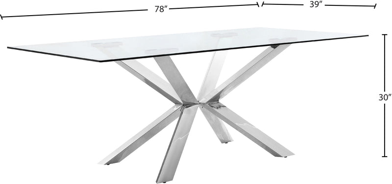 Juno - Glass Dining Table - Silver