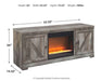 Wynnlow - 63" TV Stand With Glass/Stone Fireplace Insert - Gray