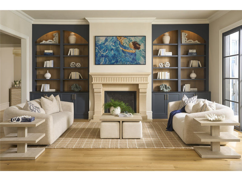 Oasis - Dockside Cocktail Table With 4 Ottomans - Beige / White