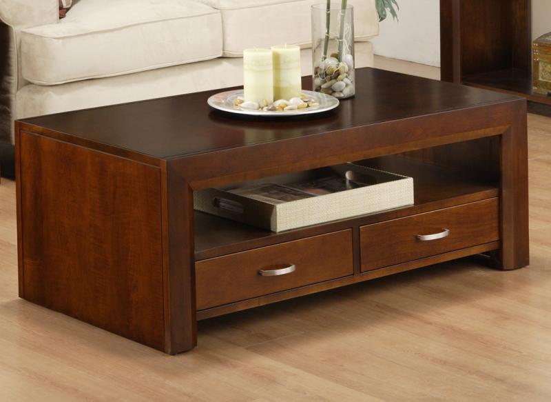 Contempo Coffee Table with 2 Drawers and Shelf