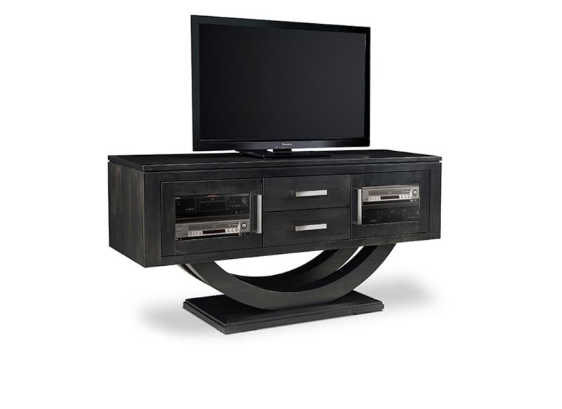 Contempo Pedestal HDTV Cabinet with 2 Drawers and Glass Doors