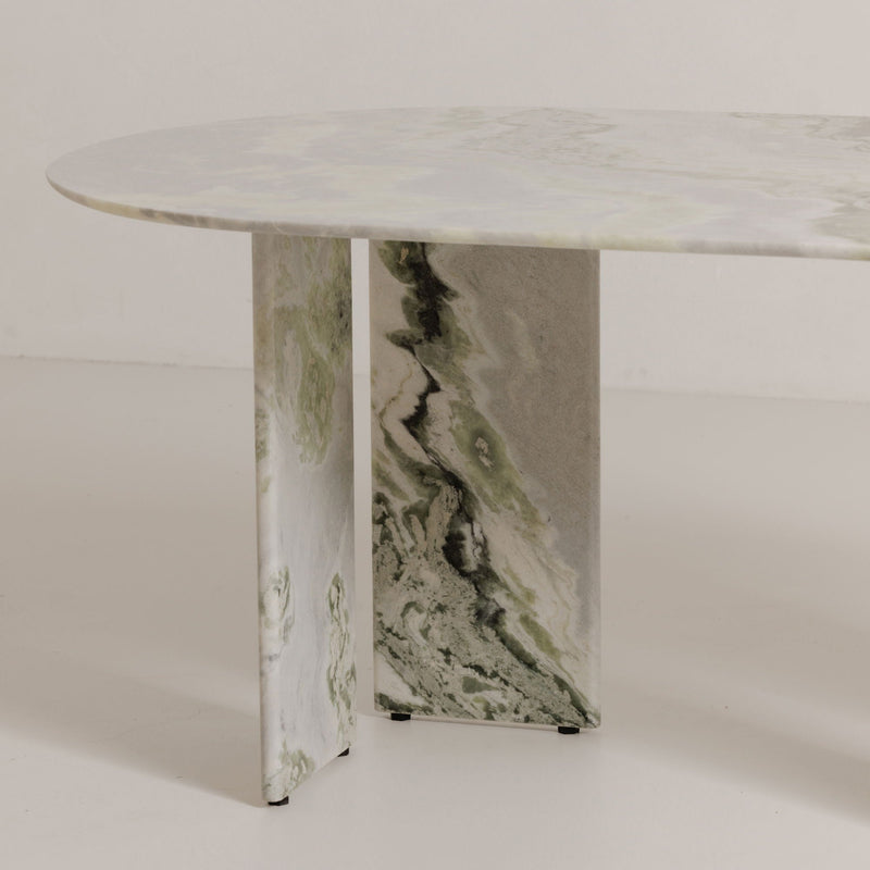 Celia - Oval Dining Table - Green / Onyx Marble