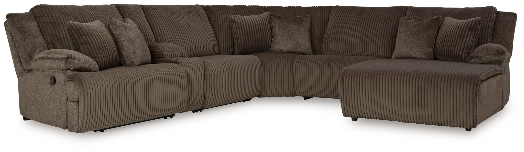 Top Tier - 6-Piece Reclining Sectional With Raf Press Back Chaise - Fabric - Chocolate