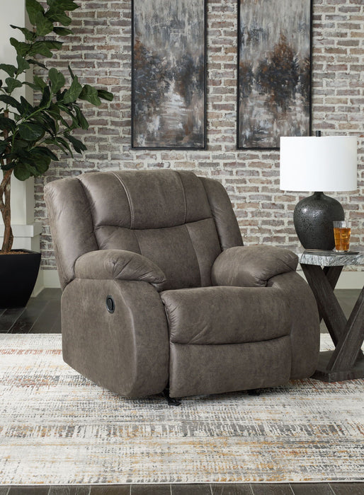 First Base - Rocker Recliner - Faux Leather - Gunmetal