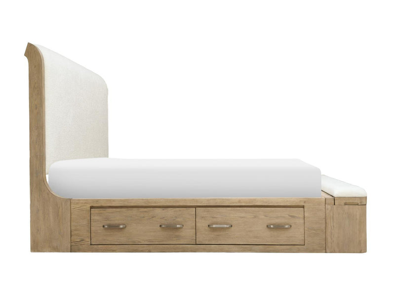 Flow - Complete Upholstered Sleigh Bed With Storage Footboard 2 Storage Side Rails