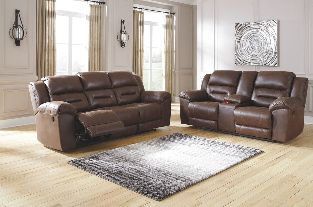 Stoneland - Reclining Sofa - Faux Leather - Chocolate