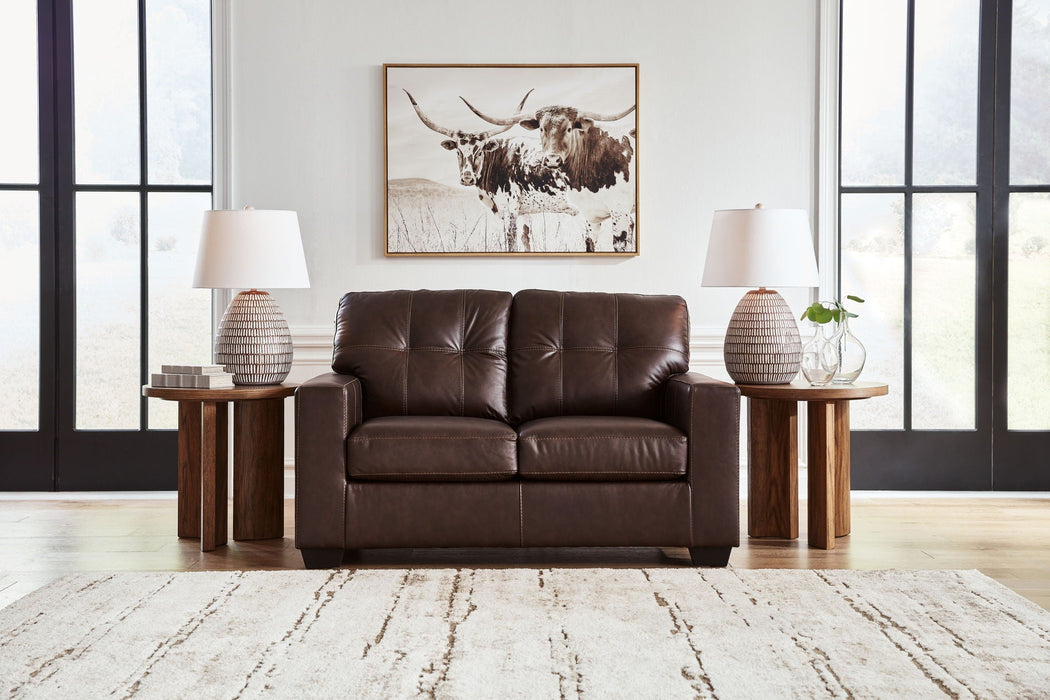 Santorine - Loveseat - Leather Match - Dark Brown