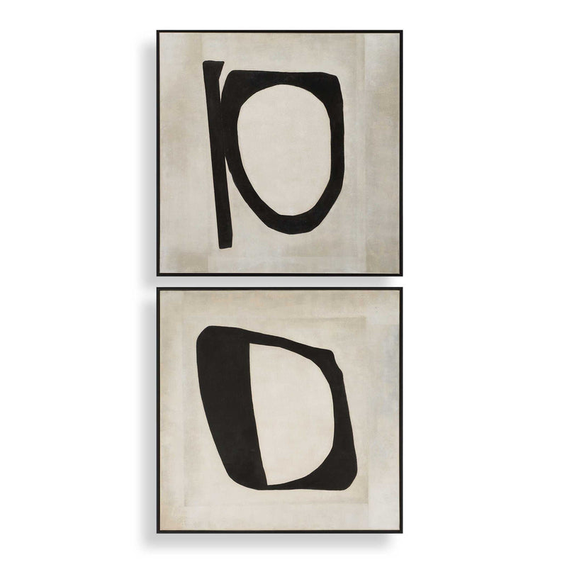 Characters - Abstract Art (Set of 2) - Black / Beige