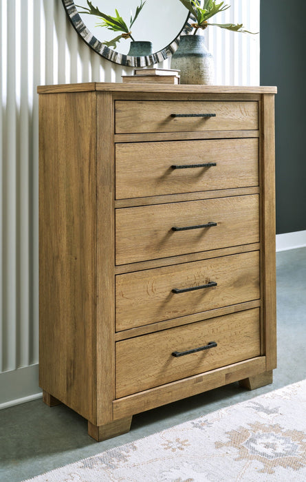Galliden - Five Drawer Chest - Light Brown