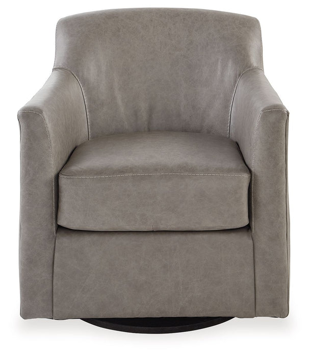 Bradney - Swivel Accent Chair - Leather Match - Fossil