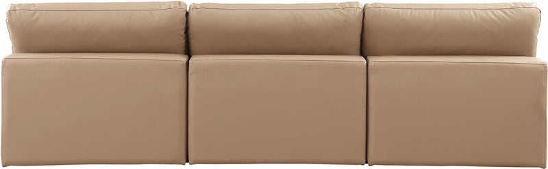 Comfy - Faux Leather Modular Armless Sofa 3 Pieces - Tan