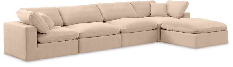 Comfy - 5 Piece Velvet Modular Sectional With Chaise