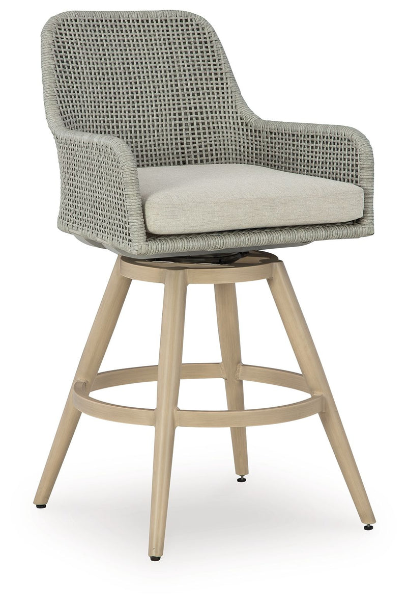 Seton Creek - Barstool With Cushion (Set of 2) - Beige / Gray