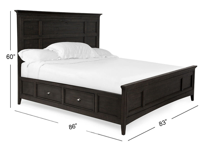 Westley Falls - Complete King Panel Bed With Storage Rails - Graphite