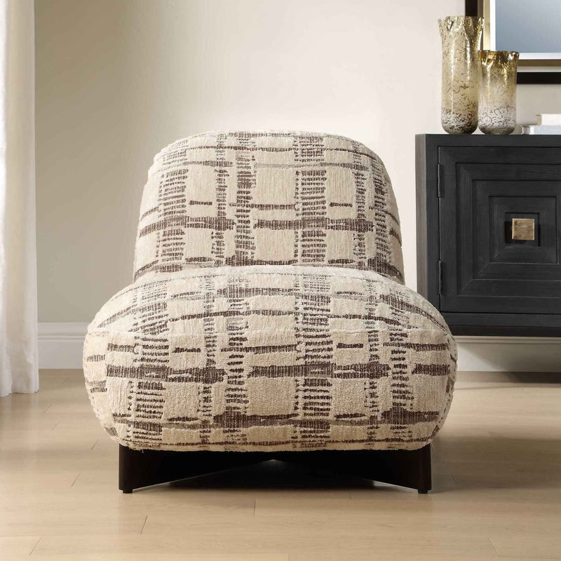 Evans - Modern Armless Accent Chair - Beige / Brown