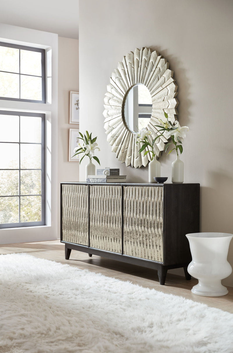 Home Accent - Shimmer 3-Door Credenza - Dark Gray / Silver