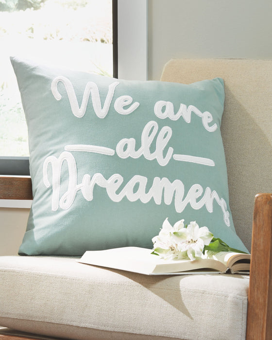 Dreamers Light Green / White Pillow (Set of 4)