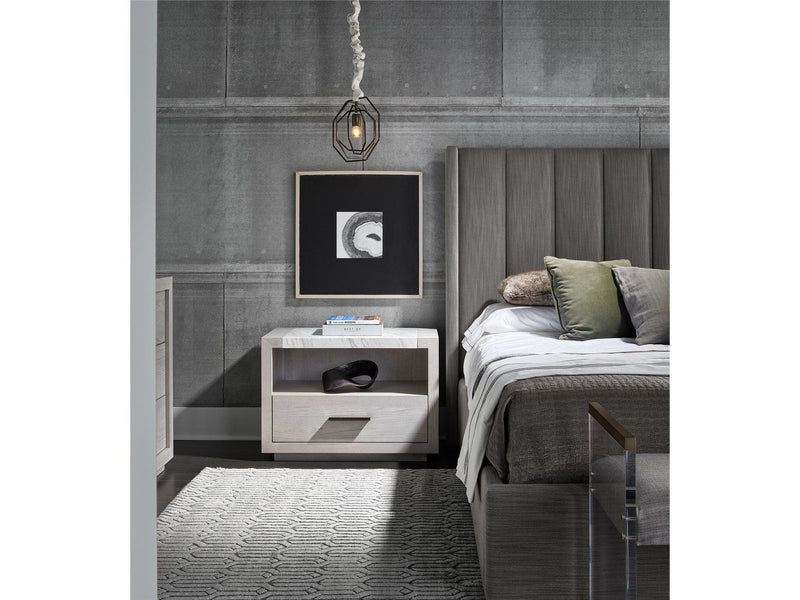 Modern One Drawer Nightstand Pearl Silver