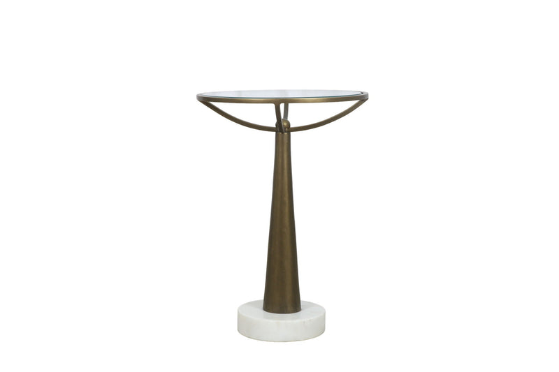 Delgado - Accent Table - Antique Brass / White Marble