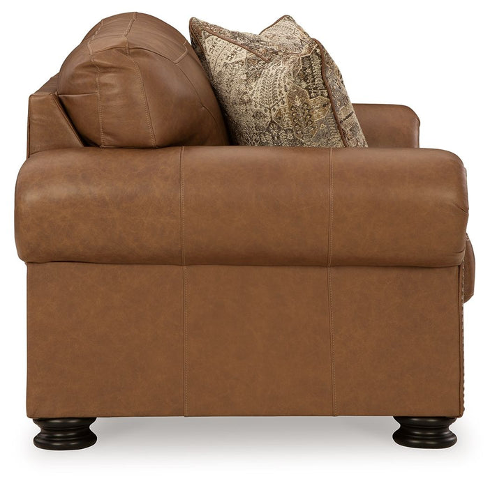 Carianna Leather Loveseat - Caramel