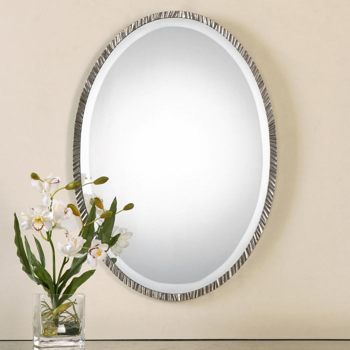 Annadel Oval Wall Mirror Pearl Silver