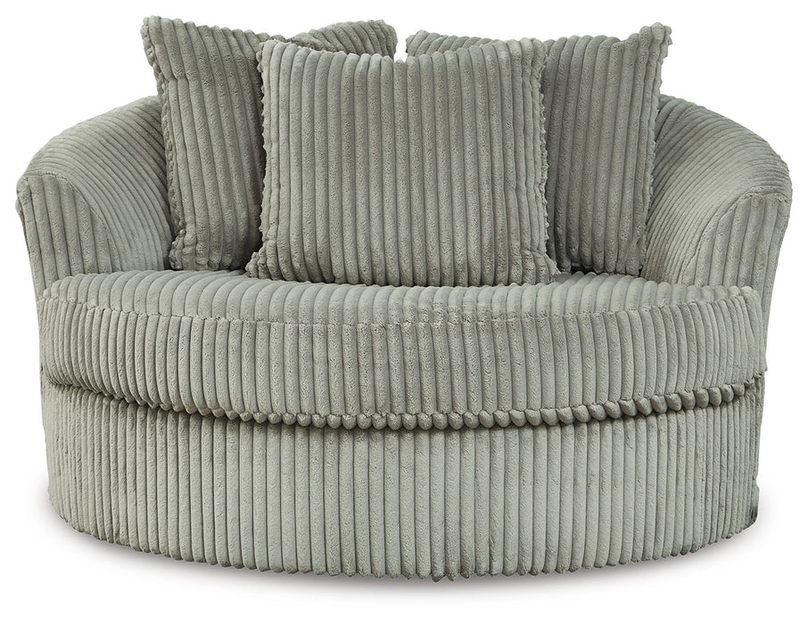 Lindyn - Oversized Swivel Accent Chair - Fabric - Fog