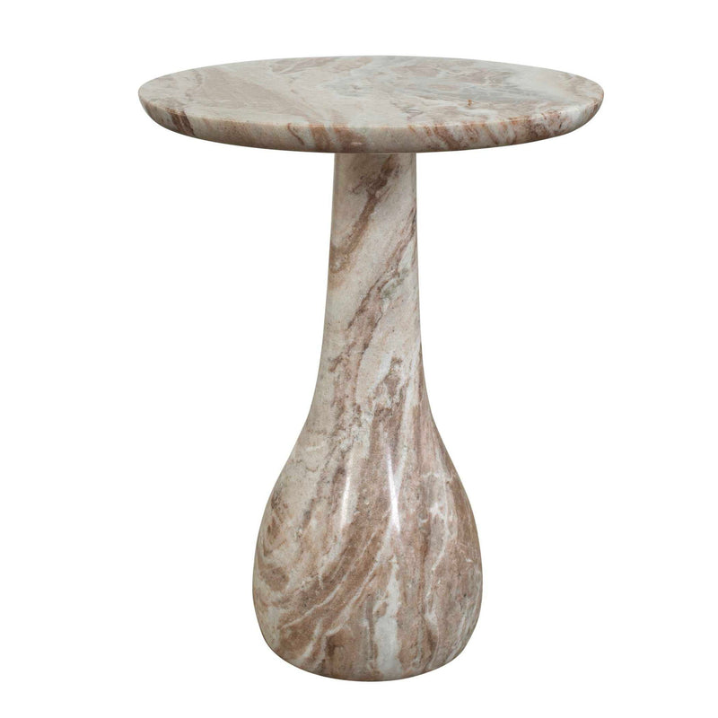 Shura - Indoor-Outdoor Marble Accent Table - Brown / White