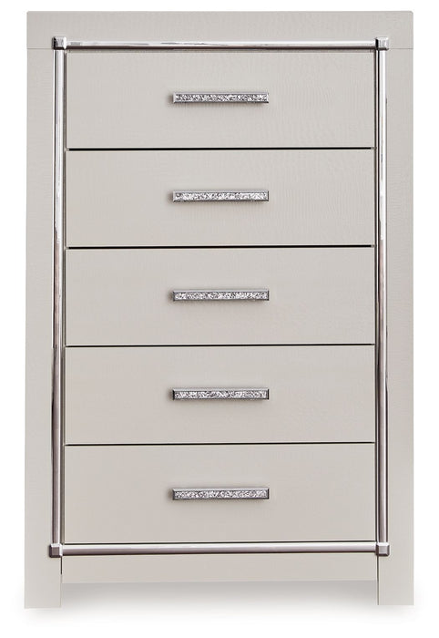 Zyniden - Five Drawer Chest - Silver