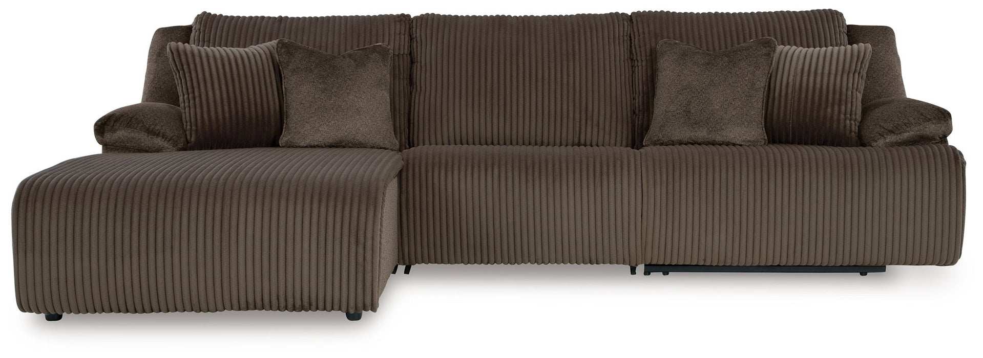Top Tier - 3-Piece Sectional Reclining Sofa With Left-Arm Facing Press Back Chaise - Chocolate