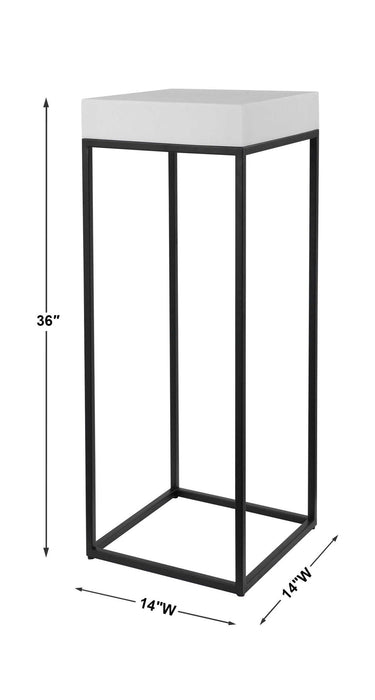 Gambia - Marble Plant Stand - White & Black