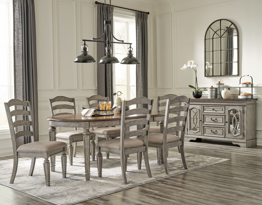 Lodenbay Antique Gray 8 Pc. Dining Room Extensiontable, 6 Side Chairs, Server