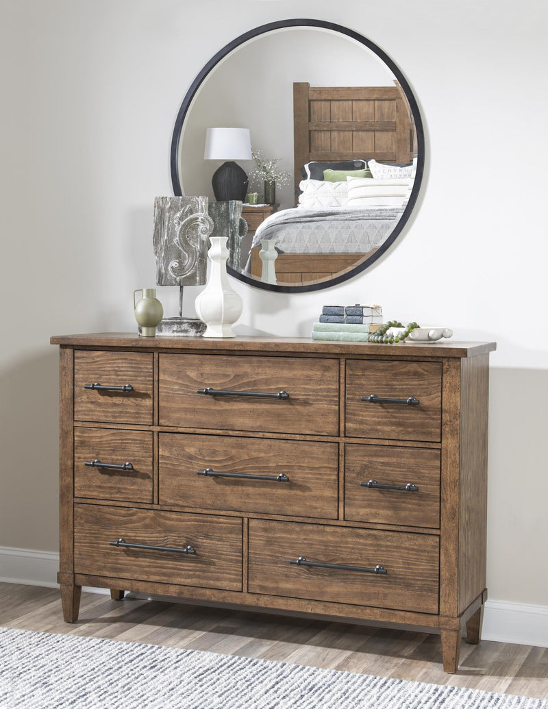 Artisan's Place - Round Mirror - Vintage Pine Ironwood